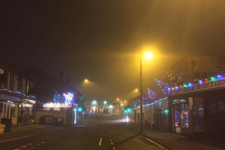 Photograph of Christmas lights on Sitwell Street