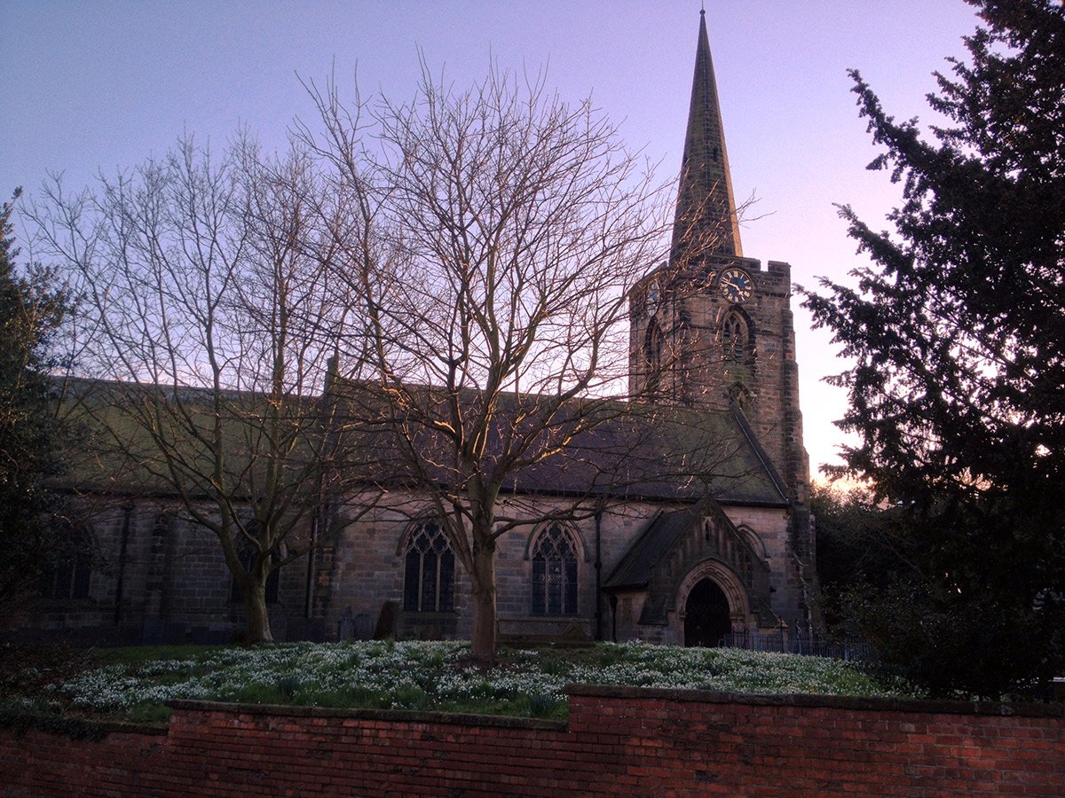 Photograph of St Werburgh's in the evening