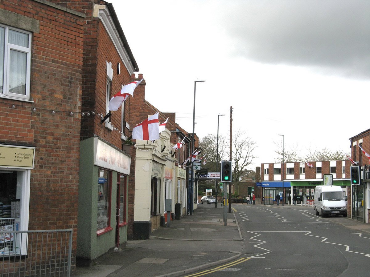 Photograph of St George's Day flags on Sitwell Street