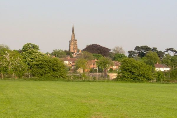 Photograph of View of St Werburgh's spire from the West Meadows LNR