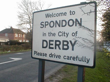 Photograph of "Welcome to Spondon" sign